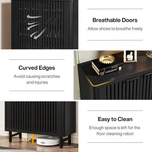 6 Tier Shoe Cabinet With Louvered Doors