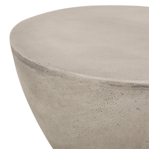 Outdoor Lightweight Concrete Side Table, Light Gray