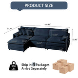 Modular Sectional SofaOversized Deep Seat L Shaped Couch Set for Living Room3-Seater Comfy Cloud Couches Chenille,Blue