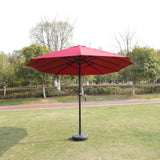 15x9ft Large Double-Sided Rectangular Outdoor Patio Umbrella with Light and Base - Red