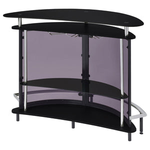 Strick & Bolton - Freestanding Glass Top Home Bar Wine Cabinet With Panels - Black