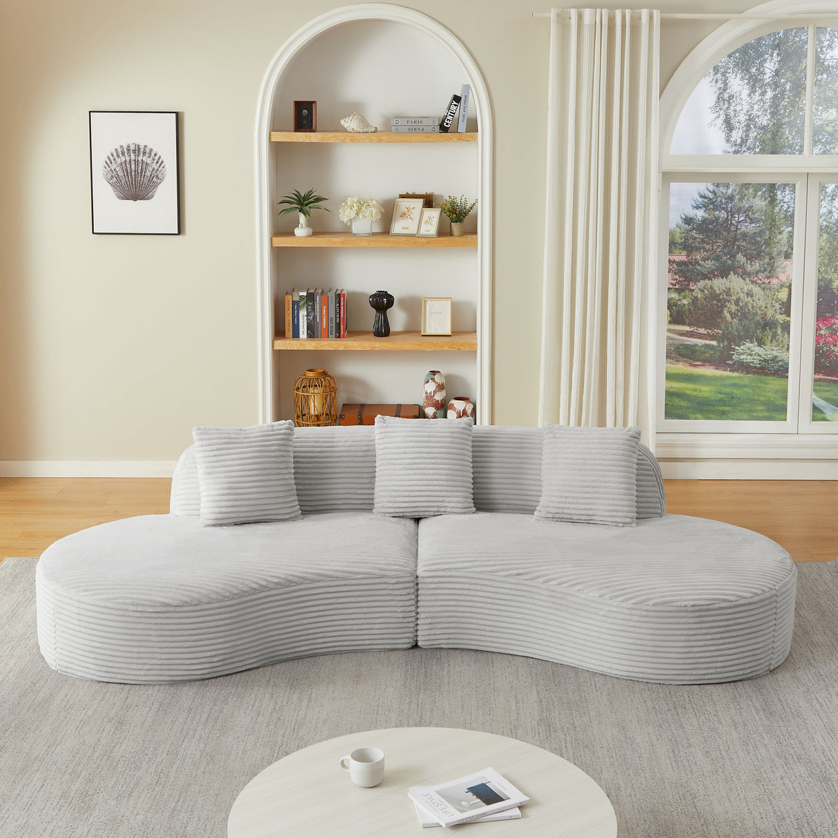 Contemporary Corduroy Curved Sectional Sofa