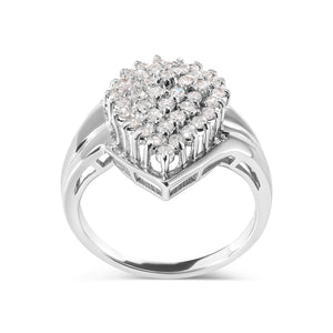 10K White Gold 1/2 Cttw Diamond Pear Shaped Cluster Ring (H-I Color, I1-I2 Clarity) - Ring Size 7