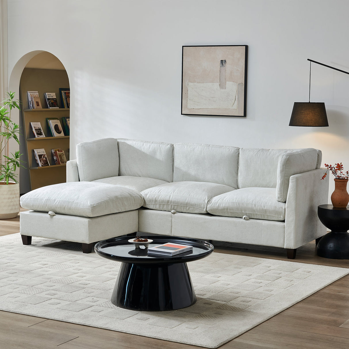 96.5" Sectional Couch for Living Room, Upholstered Soft Chenille Fabric Sofa