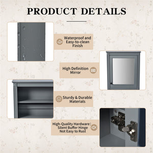 Wall Mounted Bathroom Storage Cabinet With Mirror, Medicine Cabinet With Height Adjustable Shelf