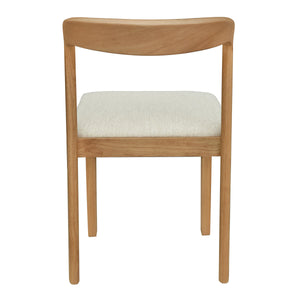 Solid Rubber Wood Dining Chairs (Natural Oak + Beige) Set of 2