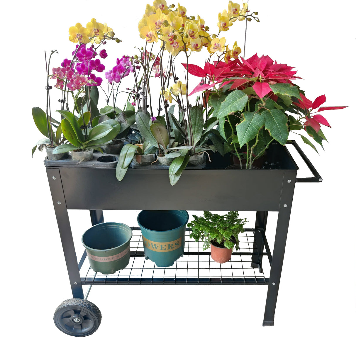 Mobile Metal Raised Garden Bed Cart with Legs
