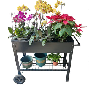 Mobile Metal Raised Garden Bed Cart with Legs