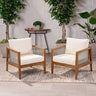 Outdoor Club Chairs (Set of 2), Acacia Wood Frame with Rope Back, Water-Repellent