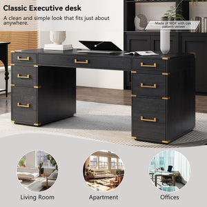 70" Extra-Large Classic and Traditional Executive Desk with Metal Edge Trim
