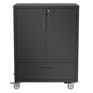 Mobile Tool Cart With Lockable Casters, Heavy-Duty Storage Organizer - Black