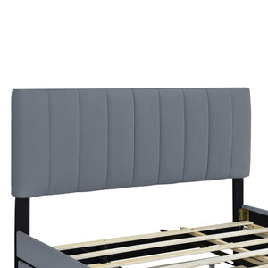 Platform UpholsteredBed With 2 Drawers And Twin Long Trundle