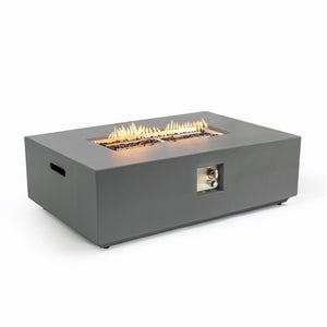 Volon Modern Rectangular Fire Pit Table in Light Gray