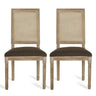 French Country Dining Chair With Rectangular Cane Backrest And Smooth Upholstered Seating