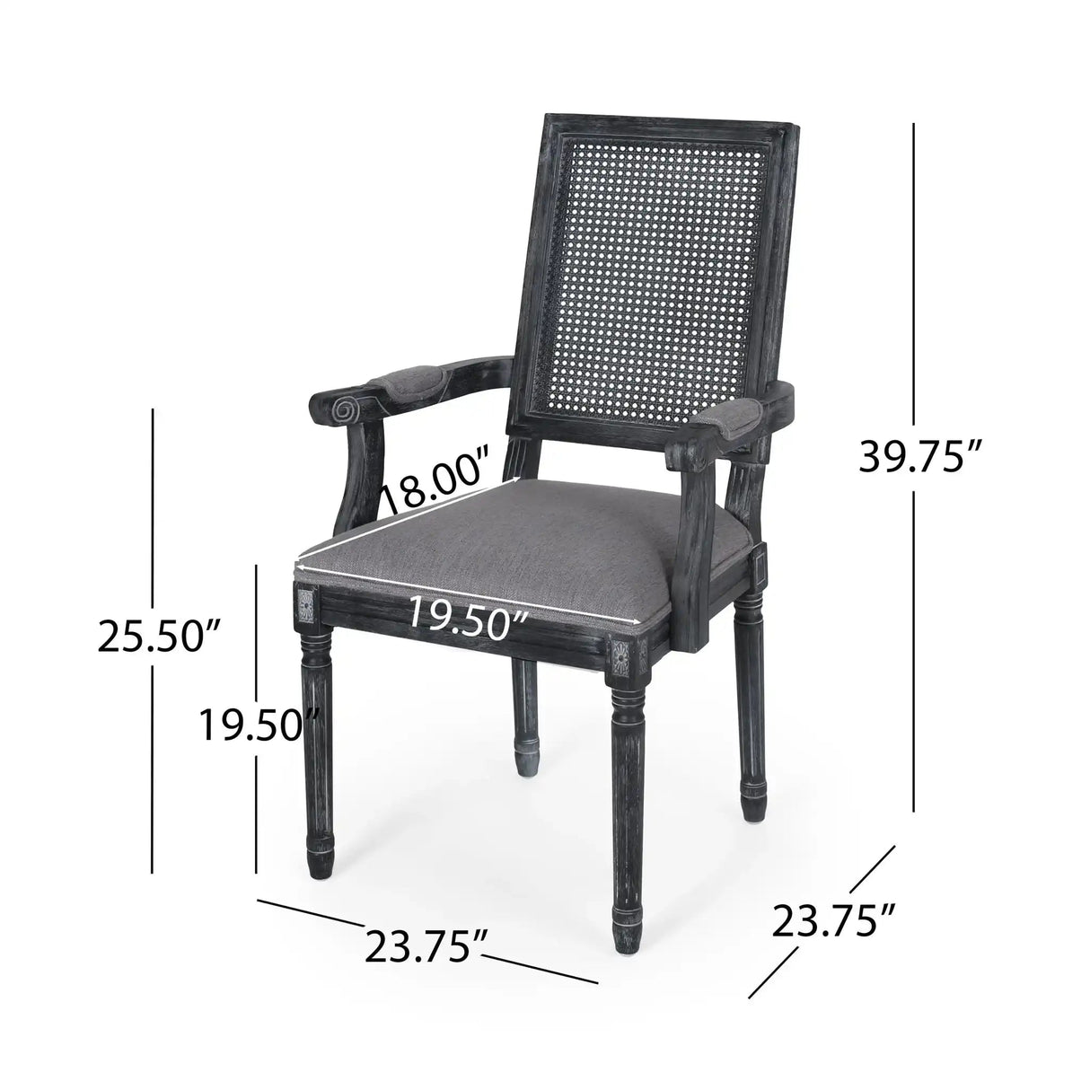 Elegant French Country Style Dining Chair With Cane Backrest