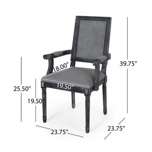 Elegant French Country Style Dining Chair With Cane Backrest