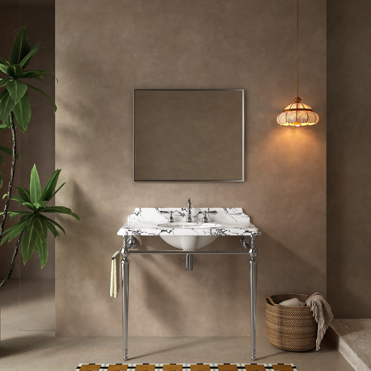 VICI 36" Bathroom Console Sink, Undermount Ceramic Vanity Basin
