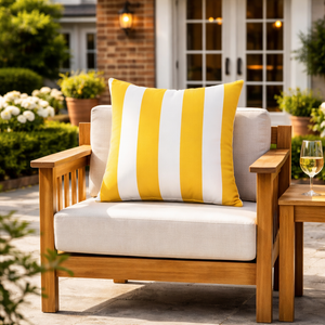 6 Pack Outdoor/Indoor Throw Pillows with Inserts - Yellow/White Striped