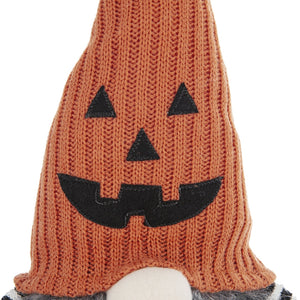 23.5" Seated Jack-O'-Lantern Gnome With Striped Limbs and Faux Fur Beard