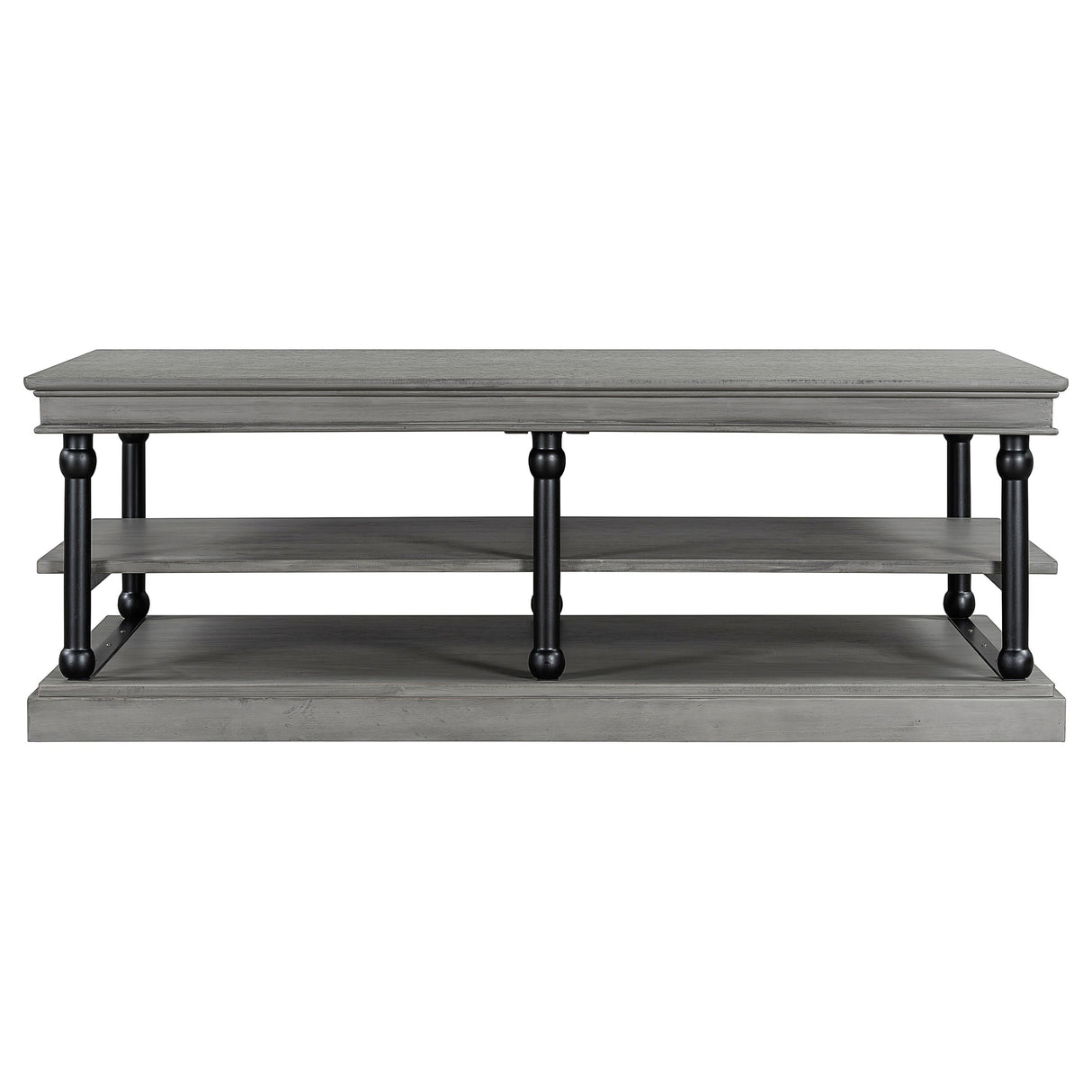 55.1" Wood Coffee Table with Storage Shelves