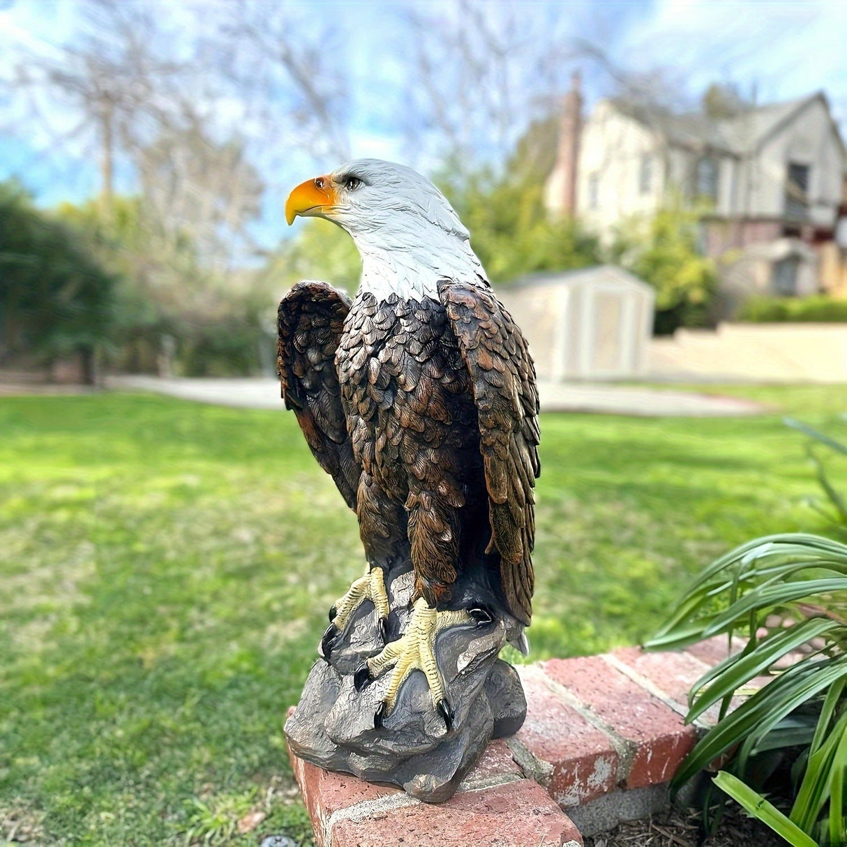 Large Standing Bald Eagle Garden Sculpture