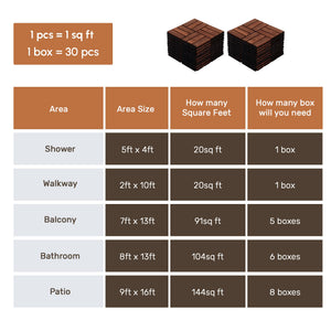 Acacia Wood Interlocking Deck Tiles - Checker Pattern