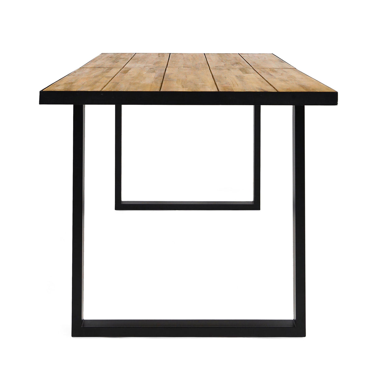 Outdoor Dining Table With U-Shape Legs And Slat Top - Teak