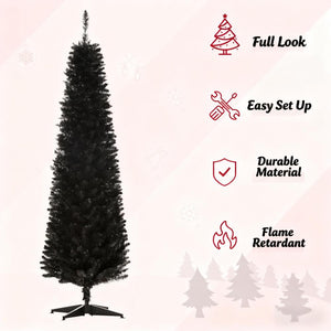 Slim Xmas Tree with Realistic Branch Tips and Plastic Stand