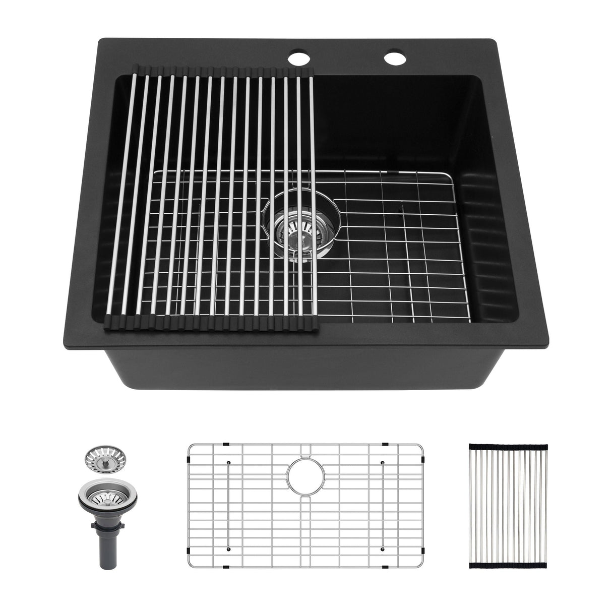 Quartz Kitchen Sink, Granite Composite, Drop In Sink With Durable Design