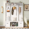 5 In 1 Entryway Bench With Coat Rack, 7 Sturdy Hooks, 2 Spacious Drawers And Adjustable Shelves