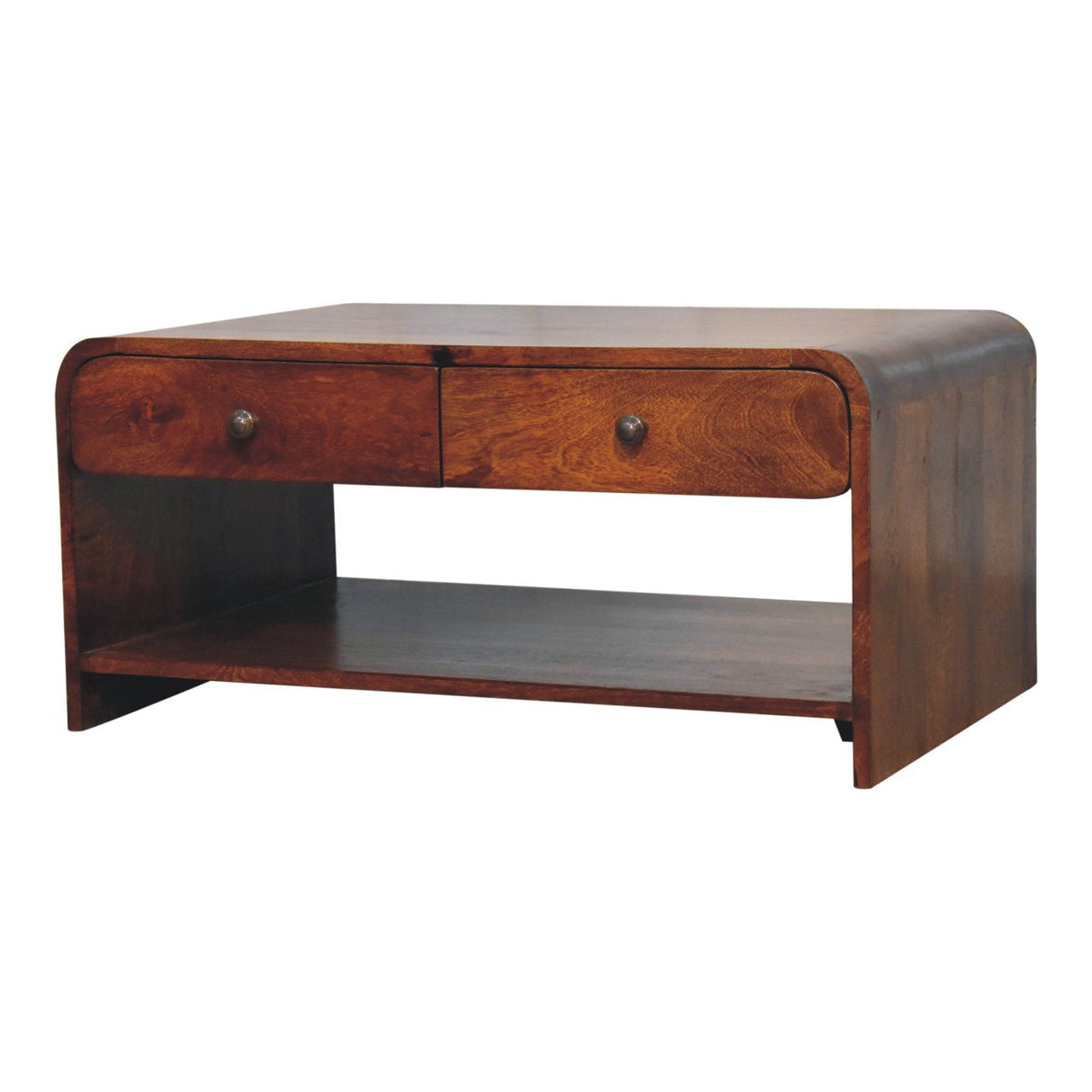 Solid Wood Aspen Slim Coffee Table, 4 Drawers, 1 Open Slot