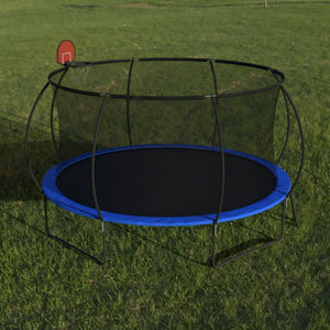 14 Ft Outdoor Trampoline with Basketball Hoop & Ladder - Black / Blue