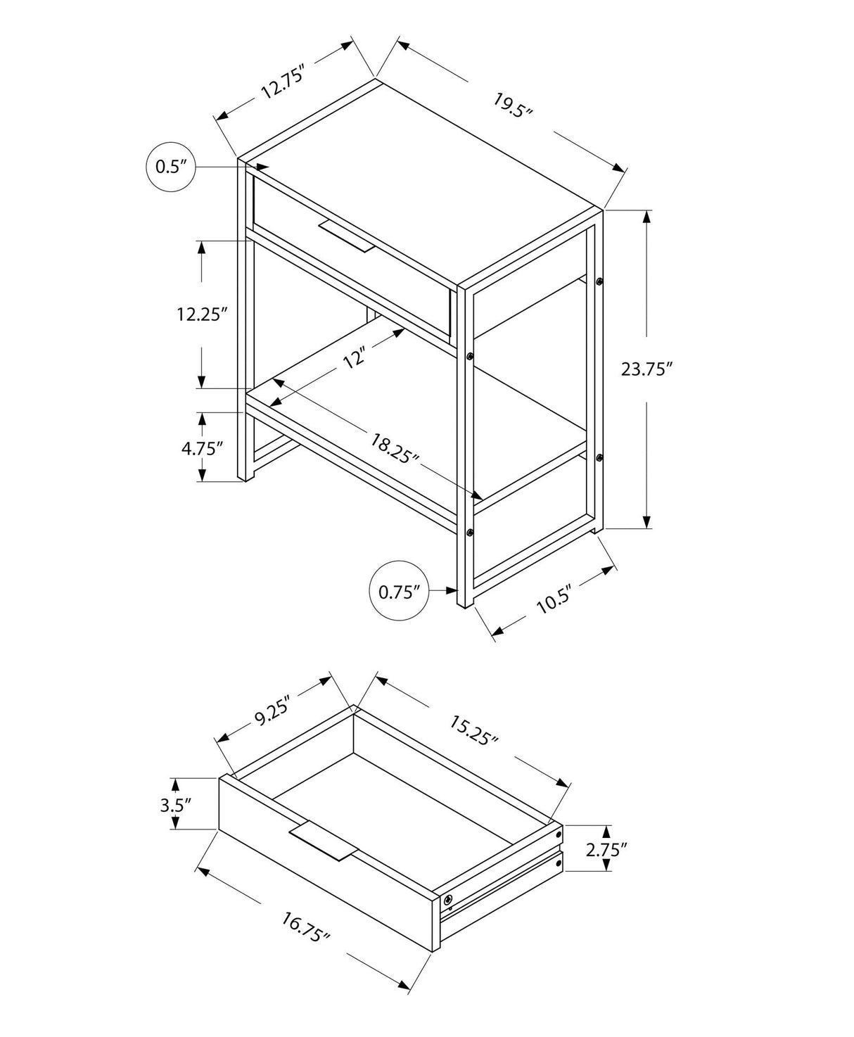 Accent Side Table With Storage Drawer And Spacious Tabletop