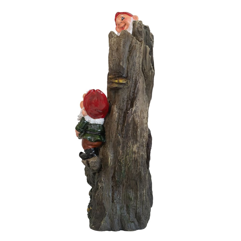 Decorative Woodland Gnome Water Fountain with LED Light - Brown