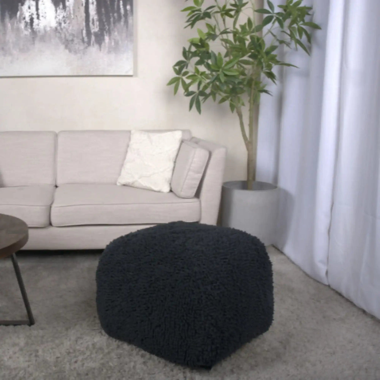 Spongy Microfiber Square Pouf Soft Seating