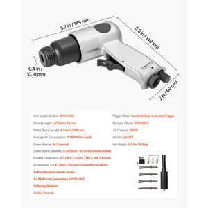 Air Hammer 4500BPM Pneumatic Hammer with Air Needle Scaler & 4 Chisels