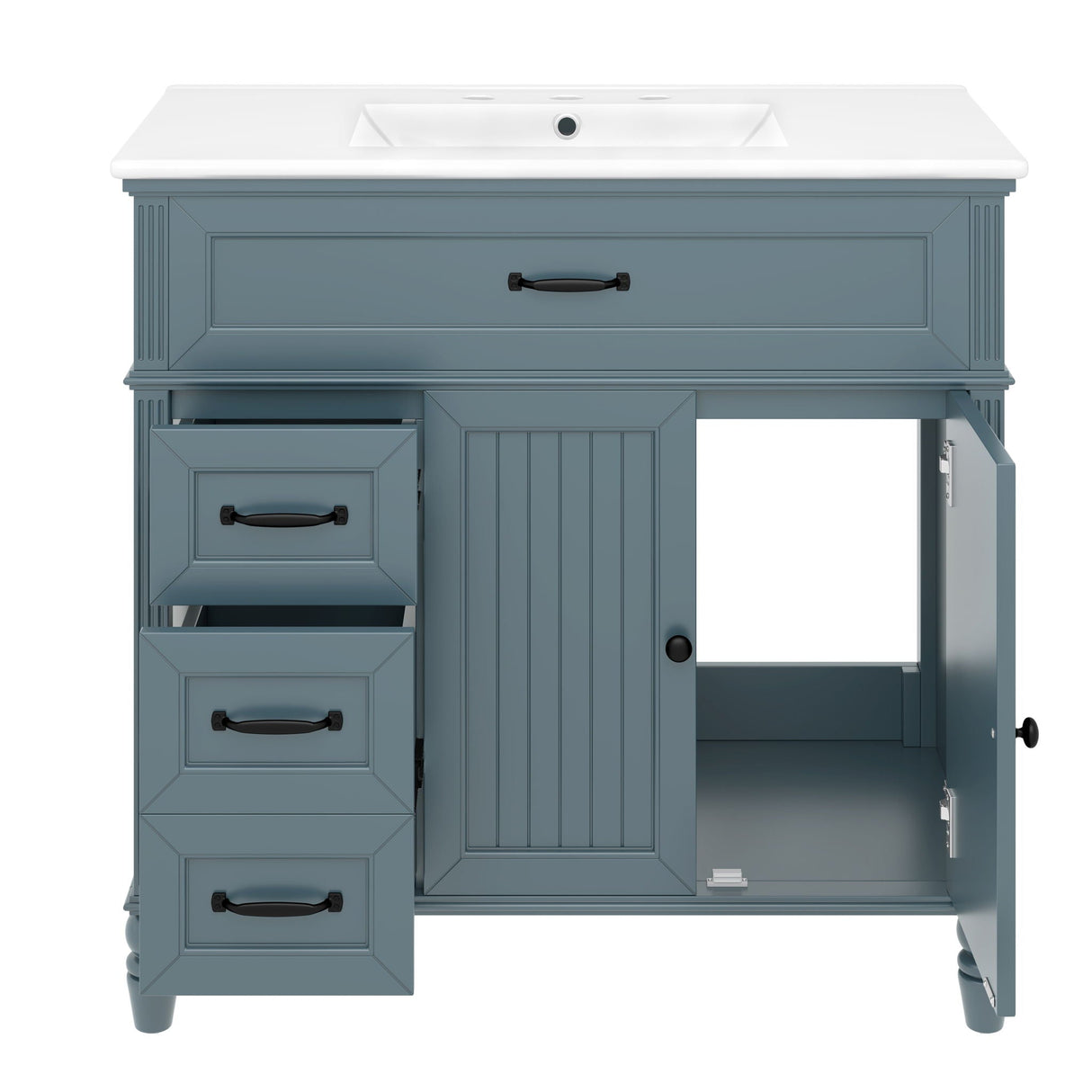 Bathroom Vanity With Sink, 2 Doors 2 Drawers, Freestanding Design