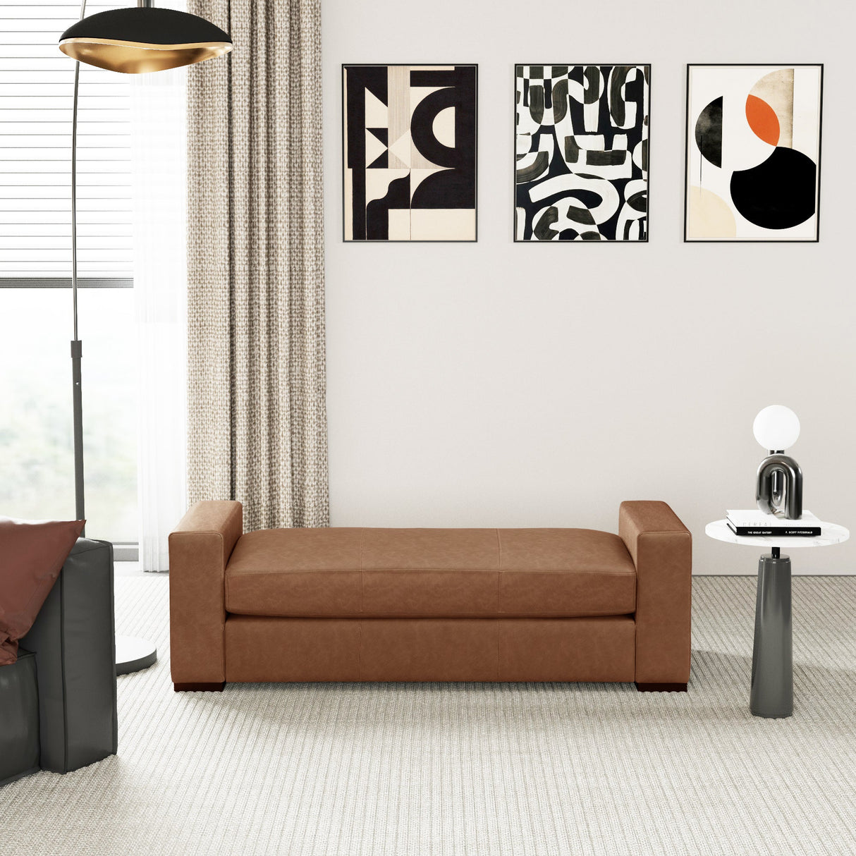 Stylish and Durable Brown Faux Leather Bench