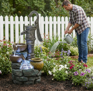 32'' Large Outdoor Fountain with Vintage Pump