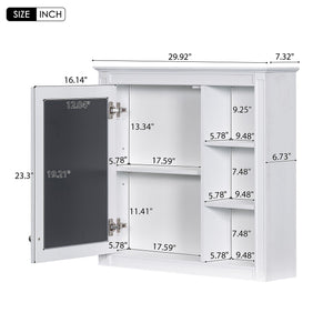 Wall Mounted Medicine Cabinet with Mirror and 3 Open Shelves - Multiple Colors