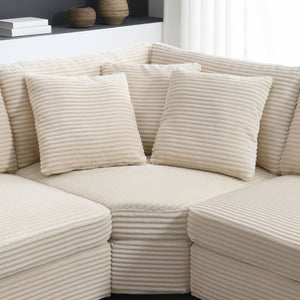 Convertible L Shaped Sectional Corner Couch With Armrest Storage Cup Holders USB Charger, Irregular Corner Oversized Comfy Modular Sofa