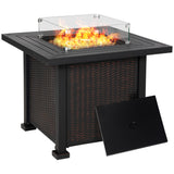 Outsunny 34 Inch Outdoor Propane Gas Fire Pit Table, 50,000 BTU, Black