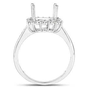 0.58 Carat Genuine White Diamond 14K White Gold Semi Mount Ring - holds 9.00mm Round Gemstone