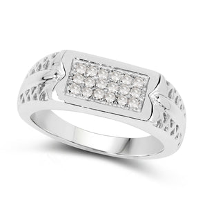0.27 Carat Genuine White Diamond .925 Sterling Silver Ring