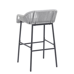 La Push Outdoor Patio Light Gray Rope Bar Stool, Set of 2
