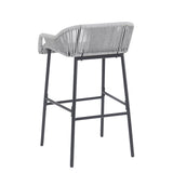 La Push Outdoor Patio Light Gray Rope Bar Stool, Set of 2