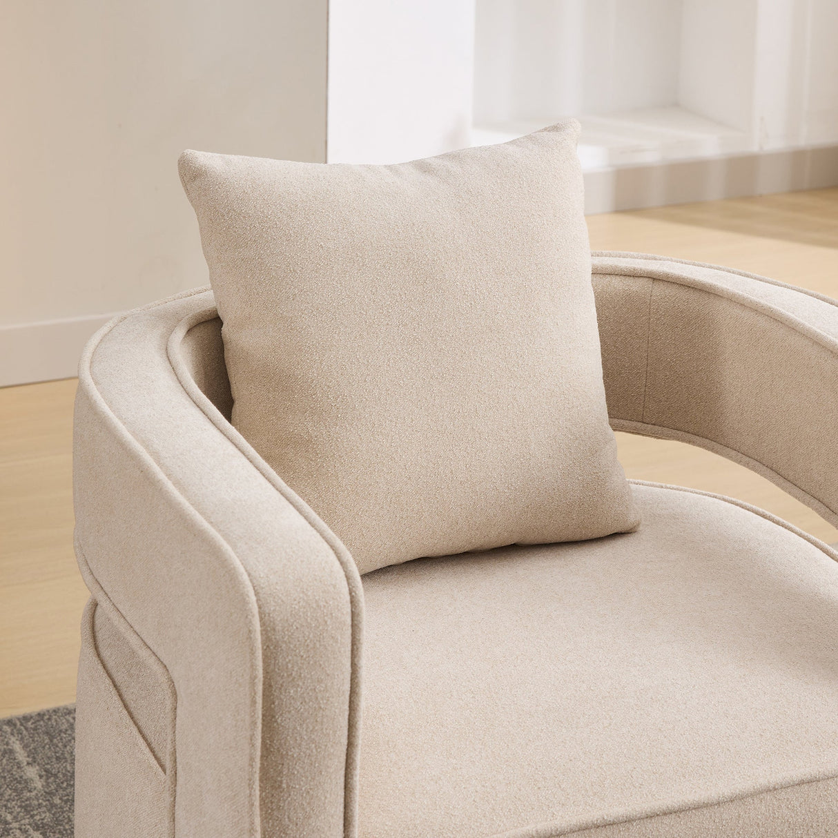 Fernleigh Swivel Accent Open Back Barrel Chair With Weathered Base