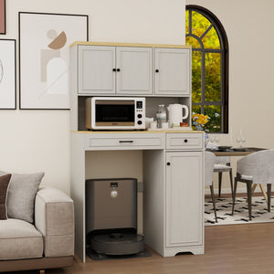 Over The Washer, Dryer And Robot Vacuum Storage Cabinet - Antique