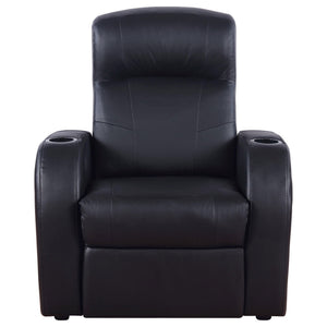 Greenfield - 4 Seater Home Theater With Wedge Console Recliners With Built In Storage And Cup Holders - Black