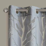 Grommet top sheer bird on branches burnout window curtain (only 1 pc panel)